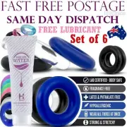 6 Pack Donut Cock Ring Silicone Rubber Stretchy Penis Erection Aid Sex Lubricant