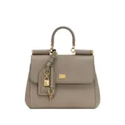 [Dolce & Gabbana] Dolce & Gabbana Medium Sicily Padlock-detail Leather Handbag ONE SIZE NEUTRALS