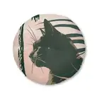 Floor Cushion Black Cat Art Under Palm Tree - Tufted Floor Pillow, Round