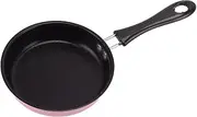 12cm Mini Stainless Steel Frying Pan Round Egg Pan Egg Fry Pan Mini Breakfast Pan with Long Handle, Non Stick Induction Pot Pancake Maker Omelet for Breakfast Eggs (Pink)