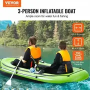Inflatable Boat 3-Person Inflatable Fishing Boat Strong PVC Portable Boat Raft Kayak 1158 mm Aluminum Oars High-Output Pump Fishing Rod Holders