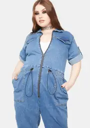 Plus Learn The Rules Denim Jumpsuit