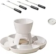 Djowyh Chocolate Pot Set, Chocolate Fondue Set, Interactive Ceramic Fondue Set with Fork and Tray, Candle Heat Melt Hot Pot Bowl Set for Cheese, Chocolate, Candy