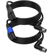 Right Angle XLR to Straight XLR Plug Cable, 90-Degree, Female to Straight Male