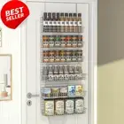 6-Tier Wall Mounted & Over the Door Spice Rack Organizer – Large Capacity