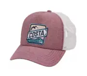 Costa Del Mar Foam Front Maroon Chambray Trucker Hat Cap Brand New
