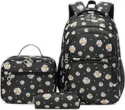 [Armbq] 3Pcs Daisy Printed Kids Backpack Girls School Bookbag Set Elementary Students Daypack with Lunch Bag