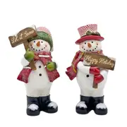 bulk 6 Christmas Polyresin Standing Snowmen 2 Assort 7x25cm