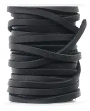 CleverDelights Black 1/8" Leather Flat Cord - 25 Feet - 3.5mm Genuine Leather...