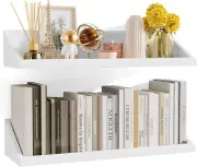 White Floating Shelves Large Set of 2, 24 Inch Wide Wall Shelves Wood Shelves Wa