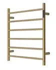 Brushed Gold Heated Towel Rail rack round AU standard 650*620mm wide 6 bar Timer