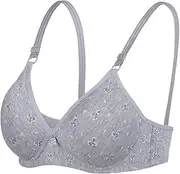 [ANRIO] Cotton Push Up Bras for Seniors Wireless Thin Cup Bralettes Women Everyday Large Bust Sports Bra Underwear (Color : Gray, Size : 100/44B)