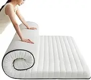 Japanese Extra Thick Futon Mattress Foldable Floor Bed Camping Mattress Futon Tatami Mat Traditional Sleeping Mat(White,Small Double)