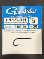 GAMAKATSU L11S-3H HOOK. SALMON, STEELHEAD, 3X HEAVY. YOU PICK SIZE. QTY 20