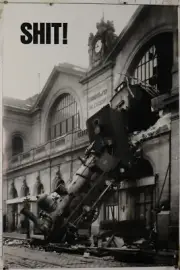 Shit rare Trainwreck Poster (La Gare Montparnasse 1895) 24.25" x 36.50"NOS(b925)