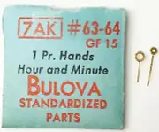Bulova 7AK GF15 Vintage Gold Hour and Minute Hands #63-64 NOS Original Package
