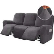Stretch Recliner Sofa Covers Couch Cover Velvet Slipcovers for Reclining Couchs 1 Seater / Grey