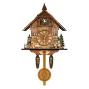 Aiducho German Black Forest Cuckoo Clock Retro Nordic Style Wooden Cuckoo Wall Clock CM001