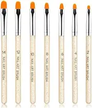 Aoshang 7Pcs Uv Gel Nail Brush, Poly Extension Gel Brush, Nail Art Tips Builder Painting Pen Set(No.2/4/6/8/10/12/14)