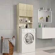 Washing Machine Cabinet Sonoma Oak 64x25.5x190 cm Engineered Wood,Washer & Dryer Accessories 26.88KG-800030