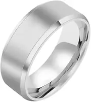 [Sctorikykt] Titanium Stainless Steel 8mm Brushed Finish Men Women Wedding Band Comfort Ring, Available in Sizes 3/8" to 7/8"