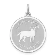 Sterling Silver Rhodium-Plated Labrador Retrieve Disc Charm