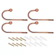 4Pcs Curtain Holdback U Shaped Wall Mounted Curtain Tiebacks Screw Hooks Copper