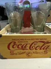 New Set Of 2 Libbey Coca Cola Coke 16 oz Drinking Glasses, Bottle Opener and Box