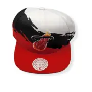 Mitchell & Ness Miami Heat Paintbrush White/Black/Red Adjustable Snapback Hat