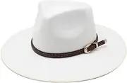 [Generic] Women Classic Fedora Hat Unisex Mens Wide Brim Vintage Felt Jazz Hats Panama Hats Church Trilby Caps