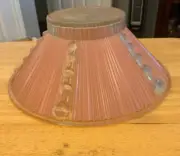 Art Deco Vintage Pink and Clear Glass Ribbed Ceiling Lamp Light Shade (New)