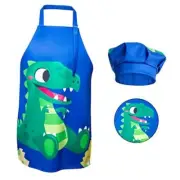 Kids Aprons Chef Hat Sets Blue Cute Cooking Aprons Toddler Chef Hat Dinosaur