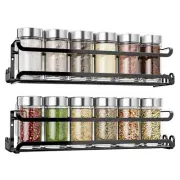 2 Pack Wall Mounted Hanging Spice Rack Seasoning Spice Jar Organizer for Kitchen