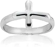 [Hoops & Loops] Sterling Silver High Polished Sideways Cross Dainty Midi Stackable Ring