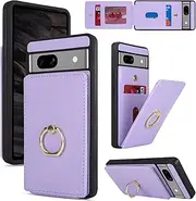 Copmob Google Pixel 7A Case With Card Holder,Flip Folio Leather Wallet Case,Magnetic Ring Kickstand Shockproof Cover Phone Case for Google Pixel 7A - Purple