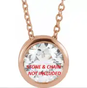 6.5mm 1ct Solid 14k ROSE Gold Round Bezel SLIDE PENDANT Mounting Setting USA