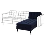 LANDSKRONA chaise longue, add-on unit, Djuparp dark blue/metal