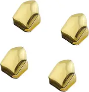 4 Pieces 18K Gold Plated Tooth Cap Grillz Single Teeth Hip Hop Accessories Realistic Grills for Party Open Face Front, Gold