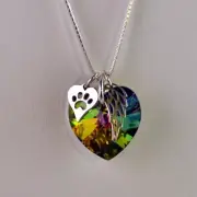 Pet Loss Rainbow Bridge Heart Necklace | Pet Loss Sympathy Gift | Cat Dog Memori