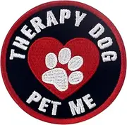 TailWag Planet Therapy Dog Pet Me Emotional Support Service Dog Morale Tactical Patch Embroidered Badge Fastener Hook & Loop Emblem