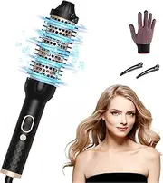 Thermal Brush, 1.5 Inch Curling Iron Brush 3-in-1 Hairbrushes LCD Display, Heated Round Brush Ceramic Tourmaline Ionic Curling Comb Dual Voltage Travel, 10 Gear Temperature