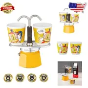 Mini Express Lichtenstein Espresso Set - Portable 2-Cup Coffee Maker & Glasses