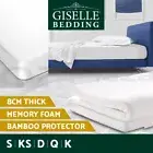 Giselle Mattress Topper Memory Foam Mattress Protector Single Double Queen 8cm