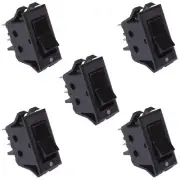 5 x On-Off Black Rectangle Rocker Switch SPST 15A 250VAC