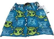 Toddler Boy’s Skull & Crossbones Turquoise & Lime Swim Trunks~~Size 2T