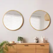 Oikiture Wall Mirrors Round Home Decor 90cm Wooden Set of 2