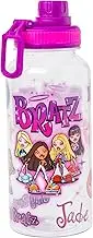 Silver Buffalo Bratz Airbrush Featuring Yasmin, Sasha, Jade, and Cloe Twist Spout Plastic Water Bottle with Stickers You Stick Yourself, 32 Ounces