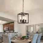 Black Chandelier Dining Room Light Fixtures Over Table, 4-Light Farmhouse Kit...