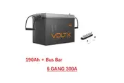 VoltX 12V 190Ah Lithium Battery + Bus Bar M8 Power Distribution Terminal Block (6 GANG 300A Black)