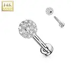 Piercing Ear Labret Gold White 14 Gold Ball Multi Rhinestone